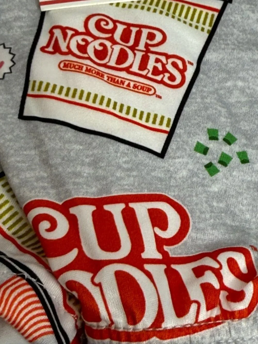 Cup Noodles Lounge Shorts Men XL Gray Ramen Print Pajama Shorts